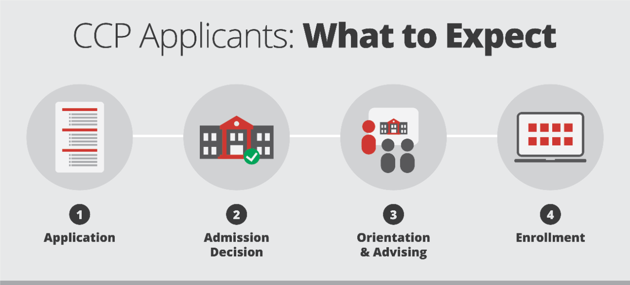 Infographic outlining the four stages of the CCP application process