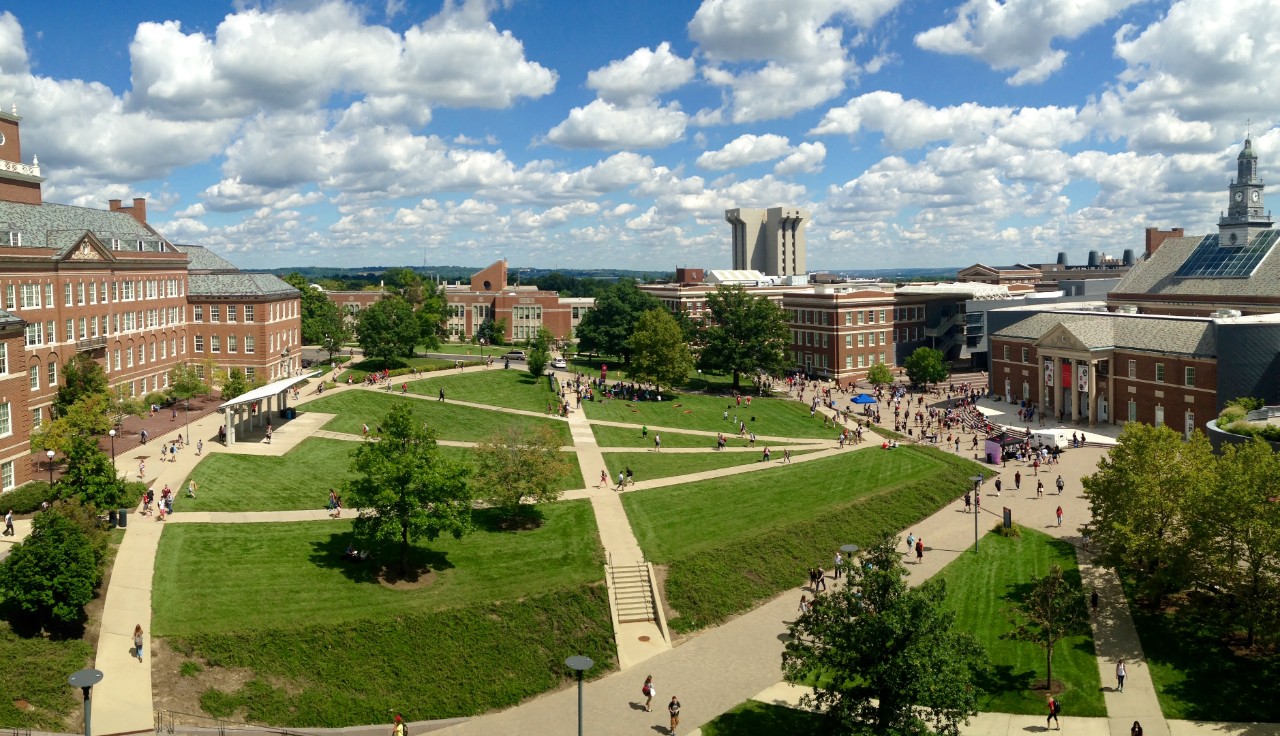 McMicken Commons on a bright, sunny day from above