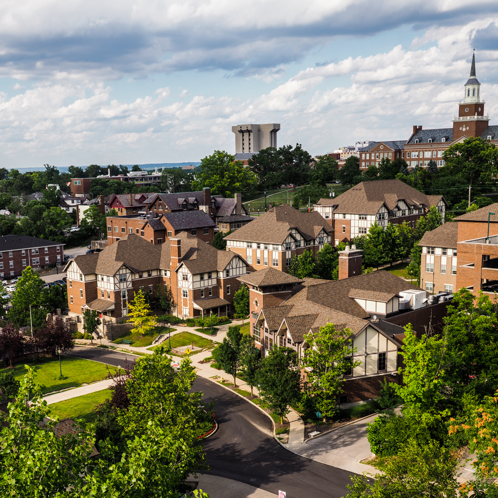 An aerial view of UC's stratford heights