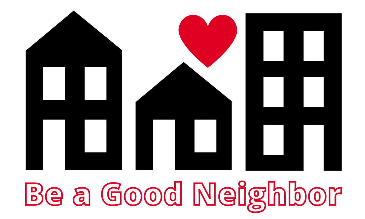 Be a Good Neighbor logo with buildings and a heart