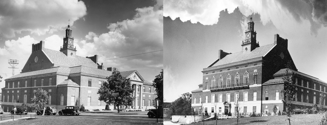Tangeman University Center front and back in 1937