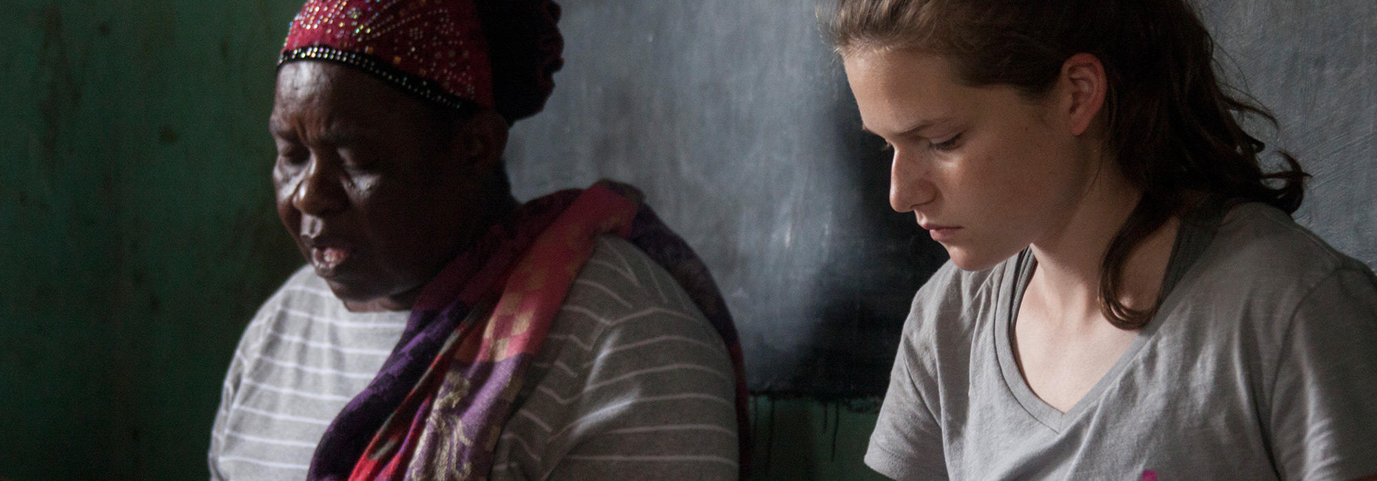 UC student Maria Pancioli helps intake patients at a free clinic in Tanzania