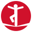 An icon depicting a cartoon person balancing on a line