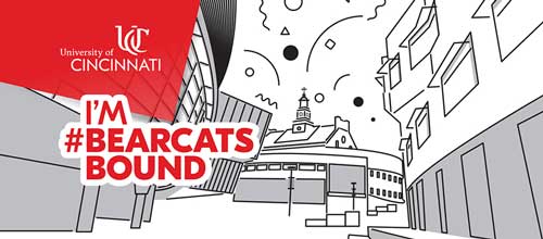 Facebook cover photo featuring illustration of UC's campus