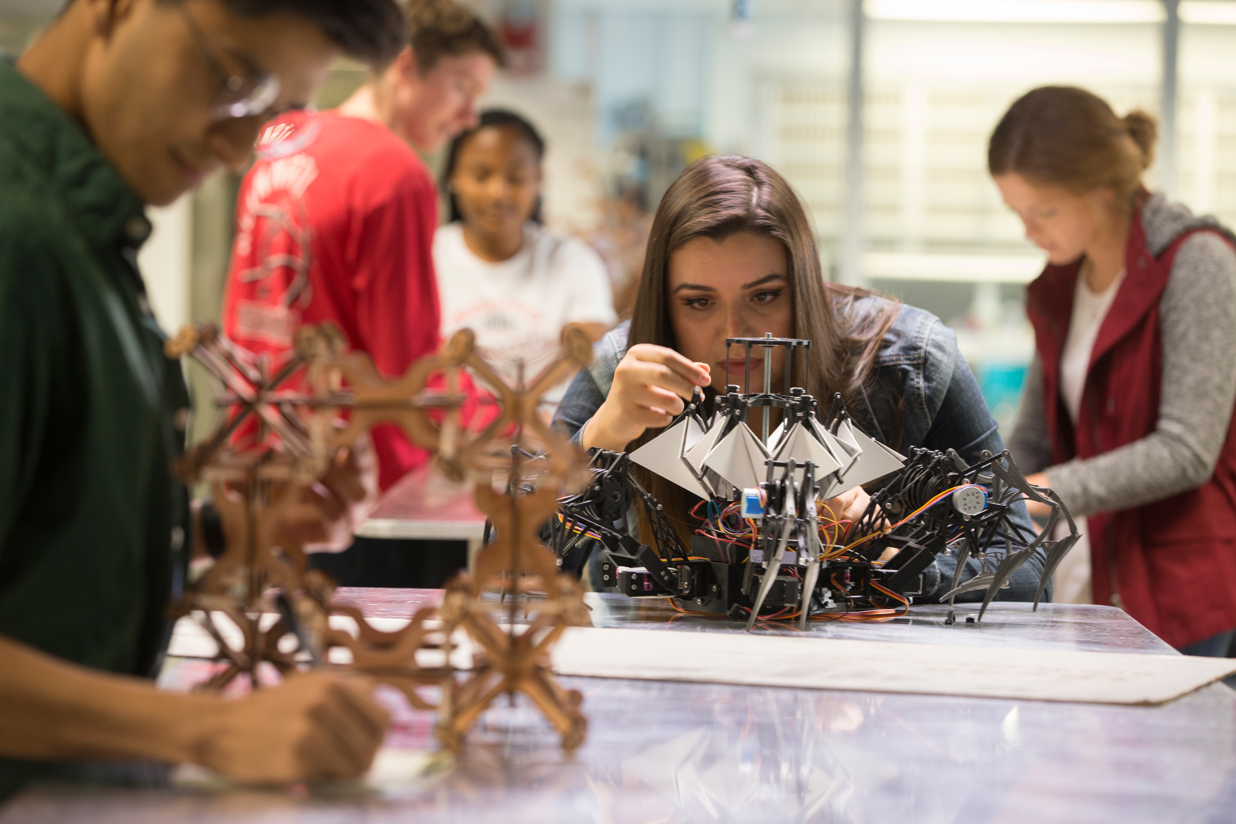 Students work on 3d projects in the DAAP studios