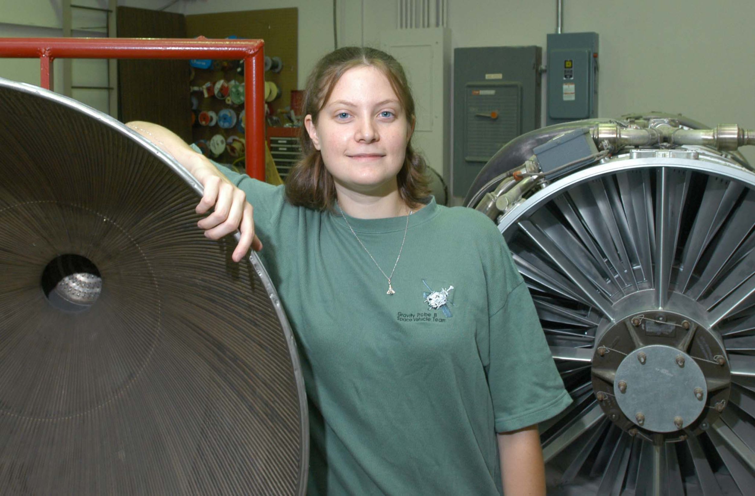 Jeannette Dehmer with aircraft engines