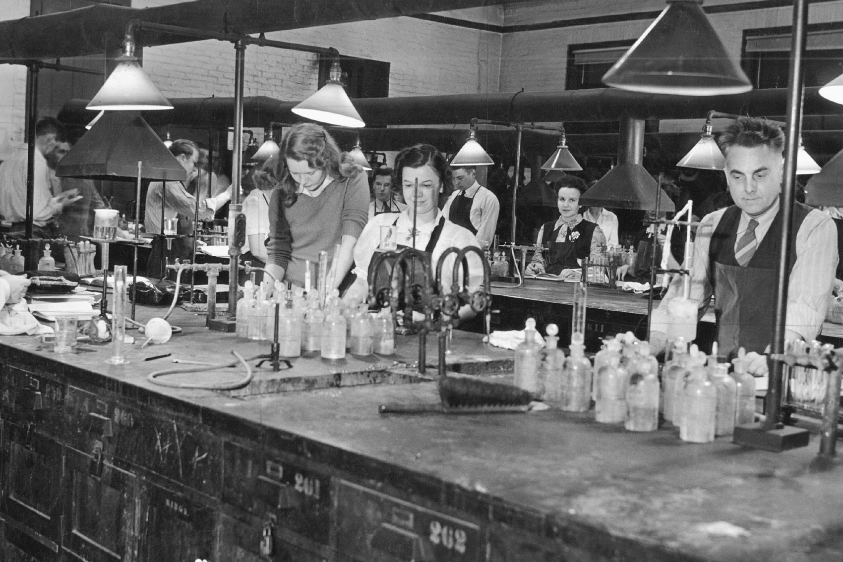 A group of UC Women working a Chemical Engineering co-op in the 1940's