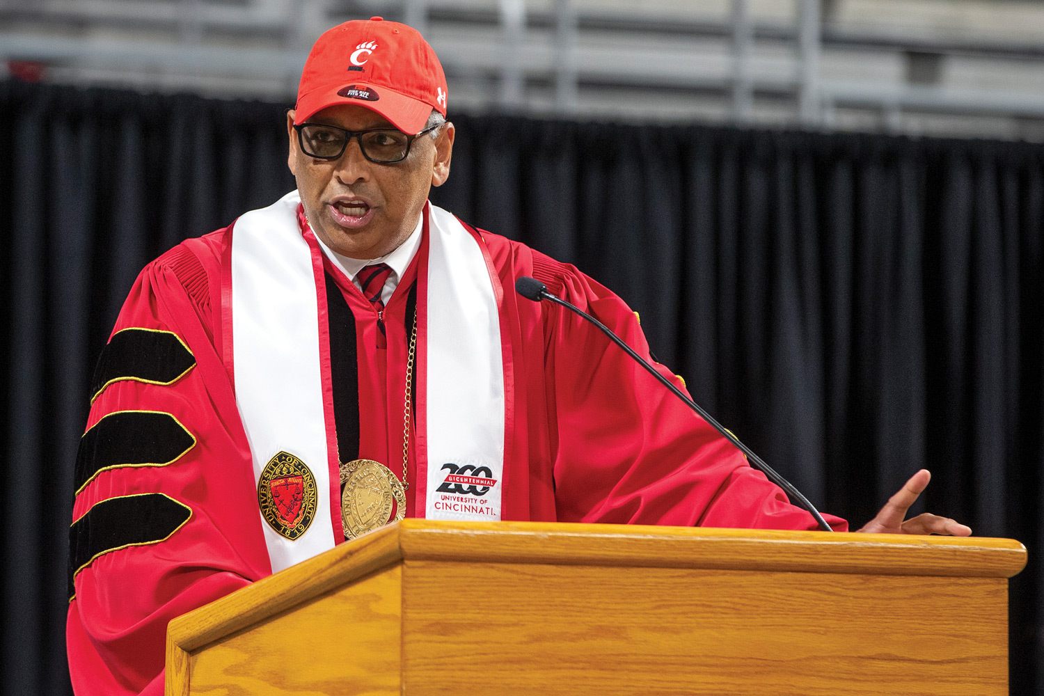UC president Dr Neville Pinto addresses students at Convocation