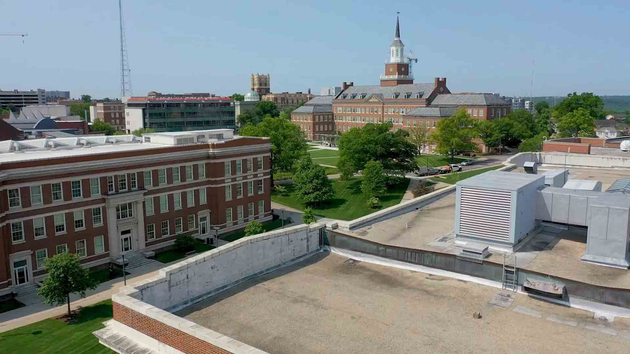 Aerial view of the University of Cincinnati campus