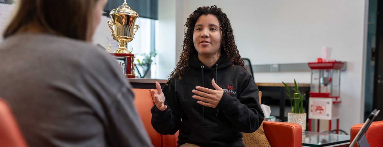 Katelyn Cotton is an intern at the Cincinnati Ethics Center located in the Digital Futures Building, and will be the first Marian Spencer Scholar to graduate.