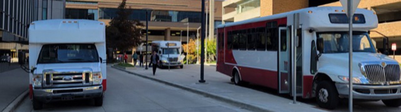 Shuttle buses between campus buildings