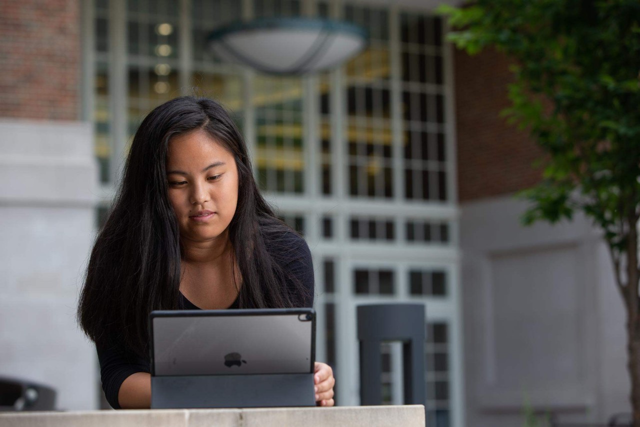 A student works on a tablet