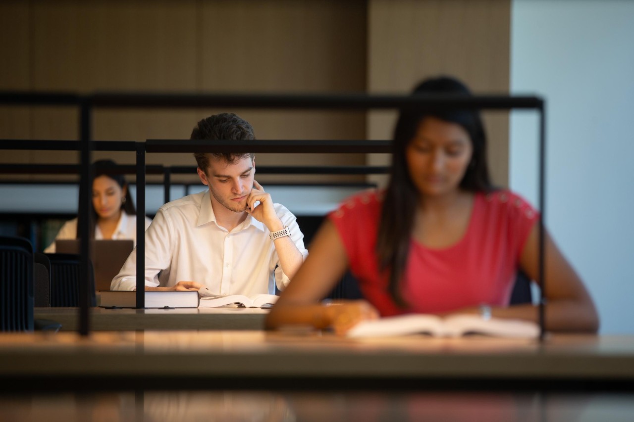 students studying for finals in college