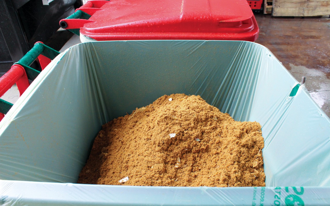 Food waste after it has been processed through a food dehydrator.