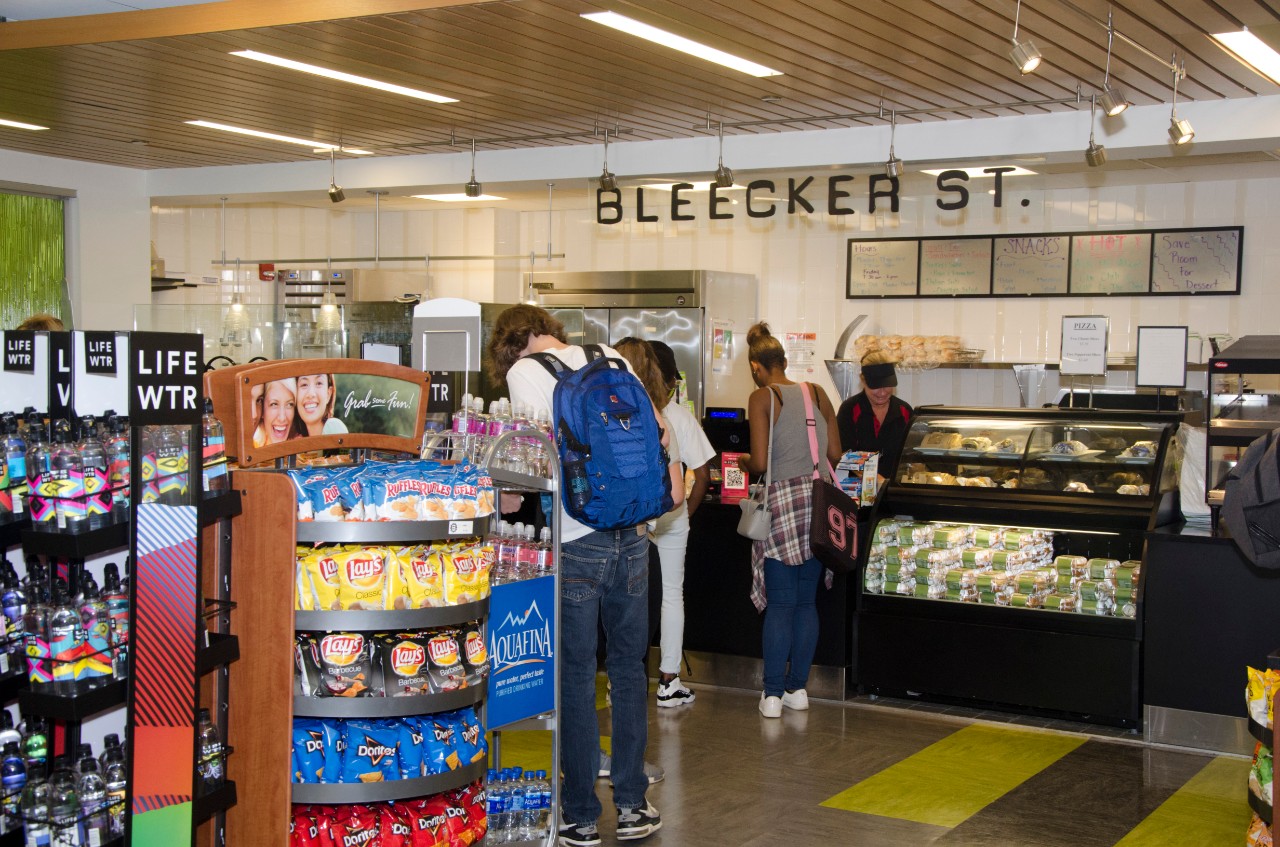 Students stand in line at the Bleecker Street Cafe at UC Blue Ash College.