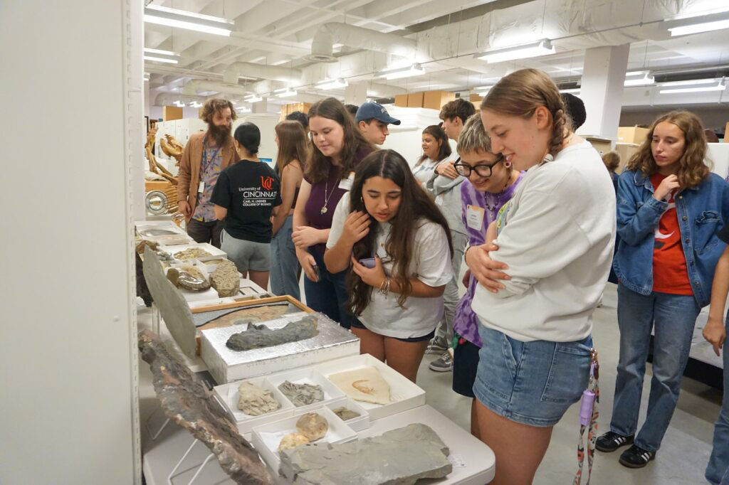 HHS students observing archival exhibits