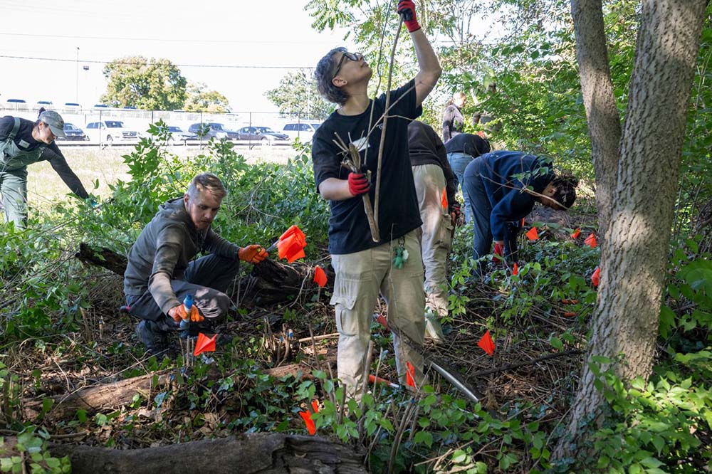 Students performing community service at the Cincinnati Nature Center