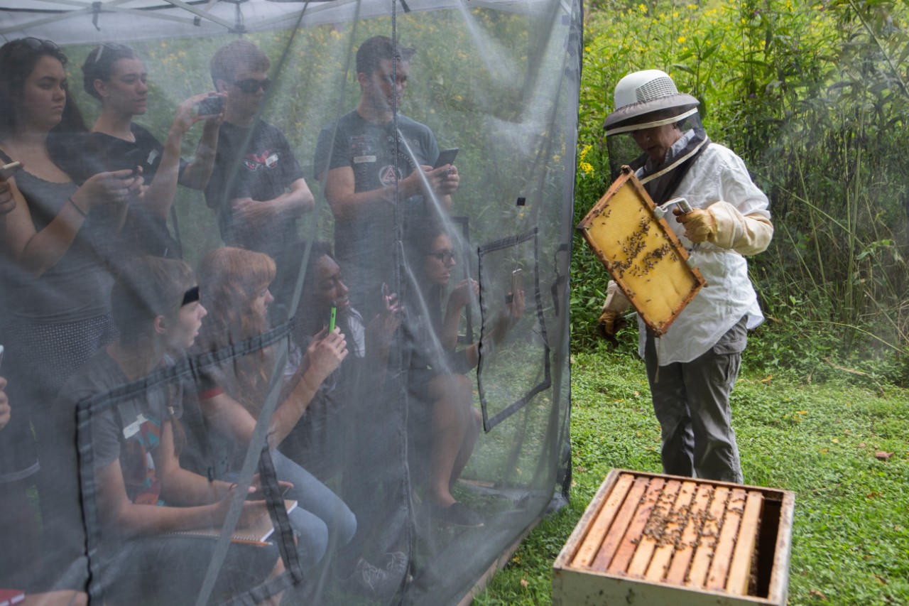 University of Cincinnati students visit Green Acres in Indian Hill. UC/ Joseph Fuqua II
