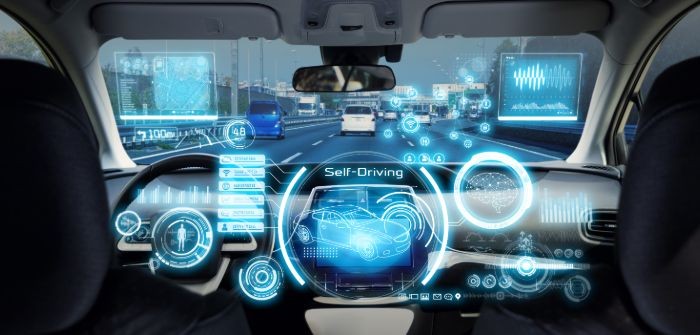 Autonomous car stock image of self-driving technology