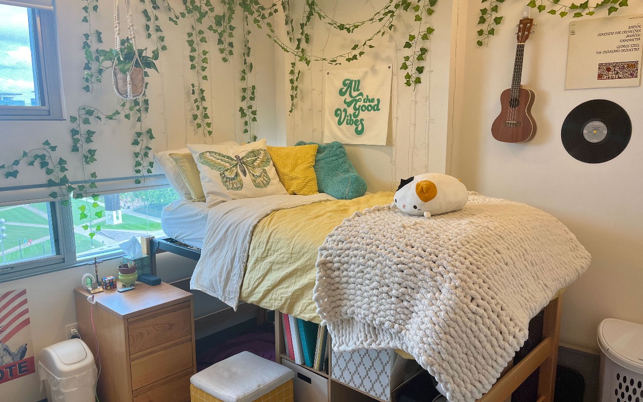 CRC dorm room with greenery decoration 