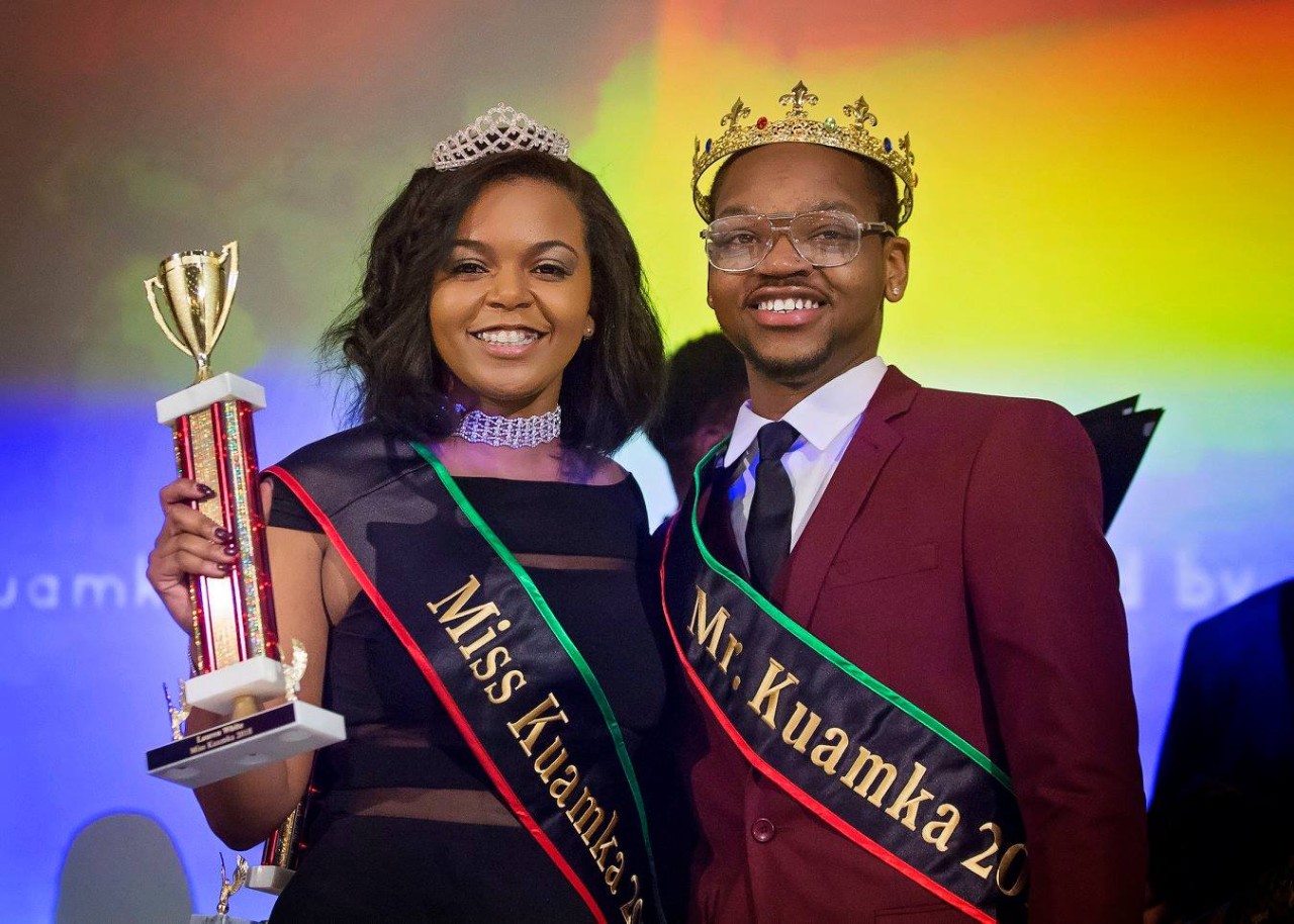 The newly crowned Miss and Mr. Kuamka 2018 celebrating