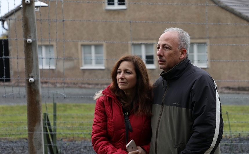 Professor Hagit Limor and her brother Yoram stand outside Buchenwald. Photo/Ed Kohls