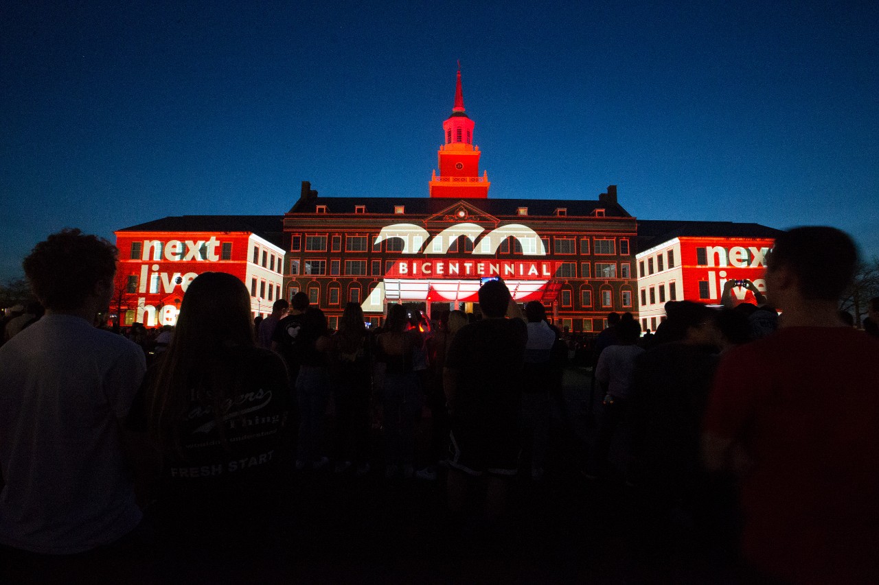 McMicken Hall serves as backdrop to Momentum light show on campus
