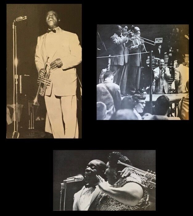 Composite image of shots from Louis Armstrong's performance