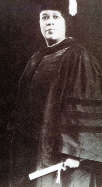 Black and white photo of Jennie Porter graduating