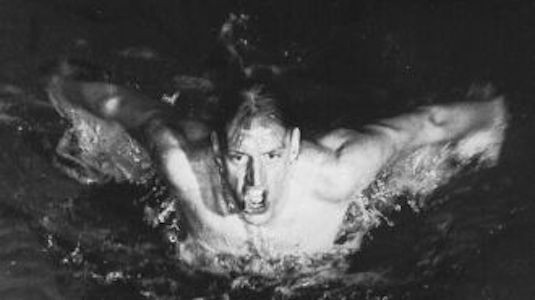 Black and white photo of a swimmer