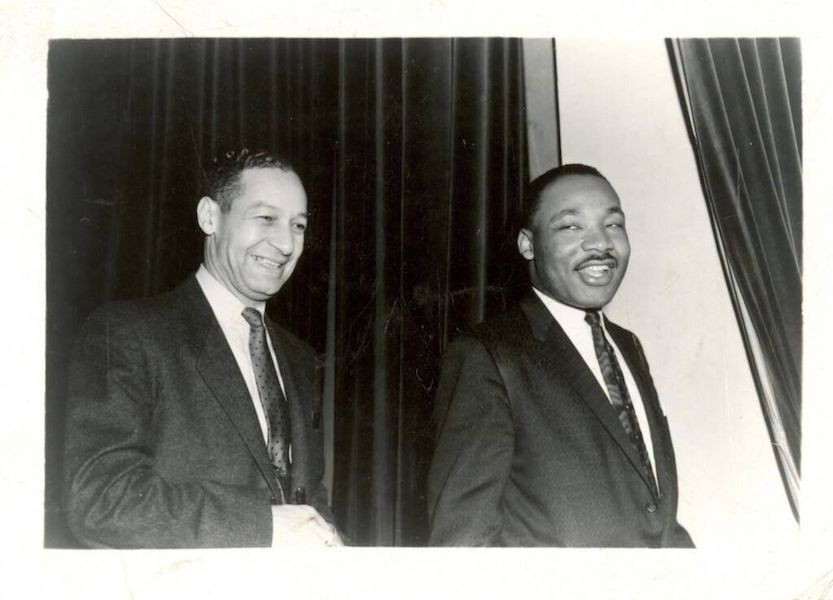 Black and white photo of Ted Berry and the Rev. Martin Luther King , Jr.