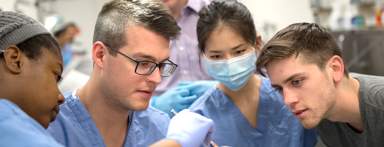 UC medical students shown in gross anatomy lab.