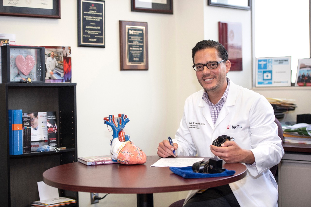 Jack Rubinstein, MD, with layman's Tefillin.