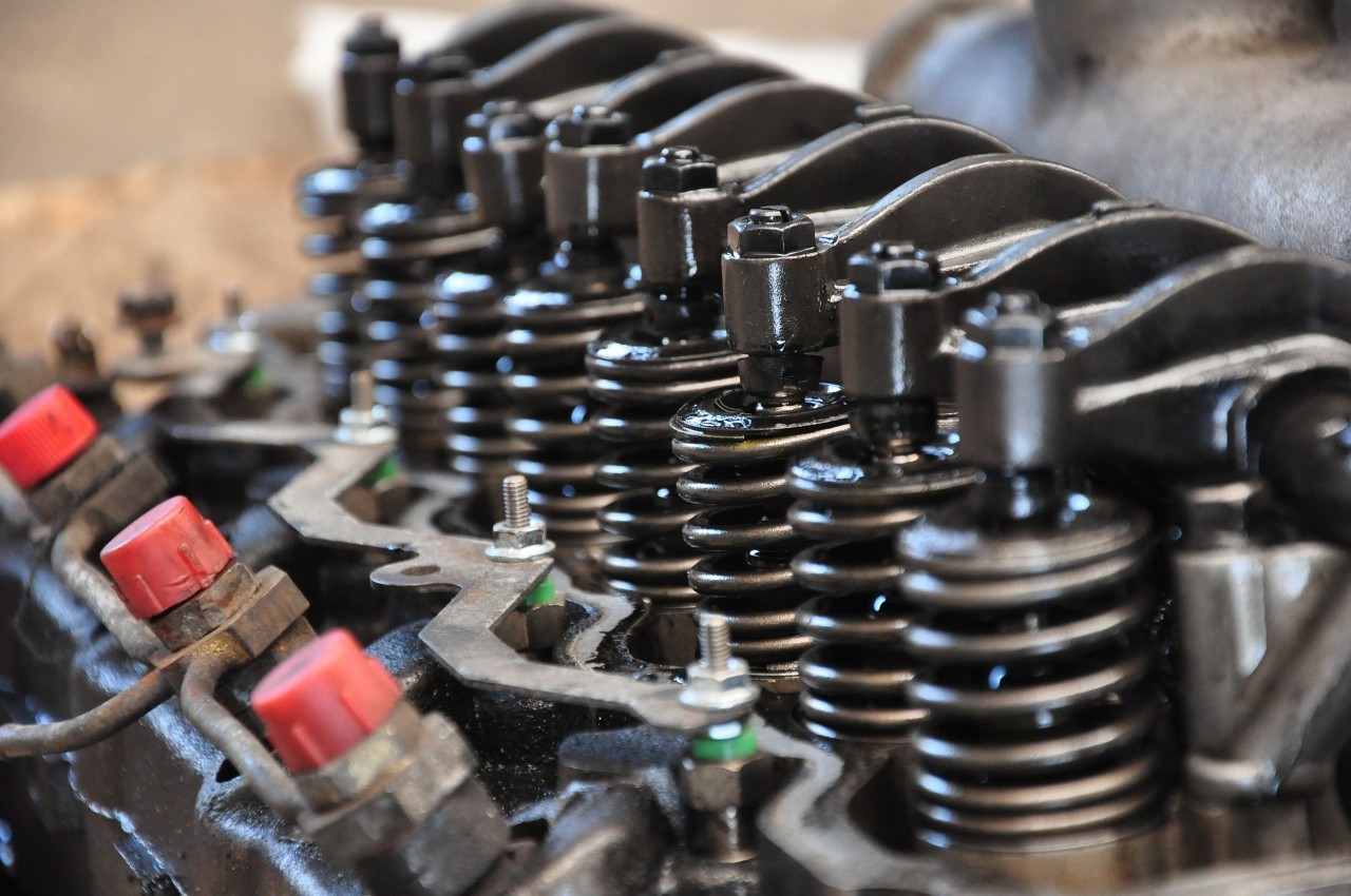 close up of engine parts