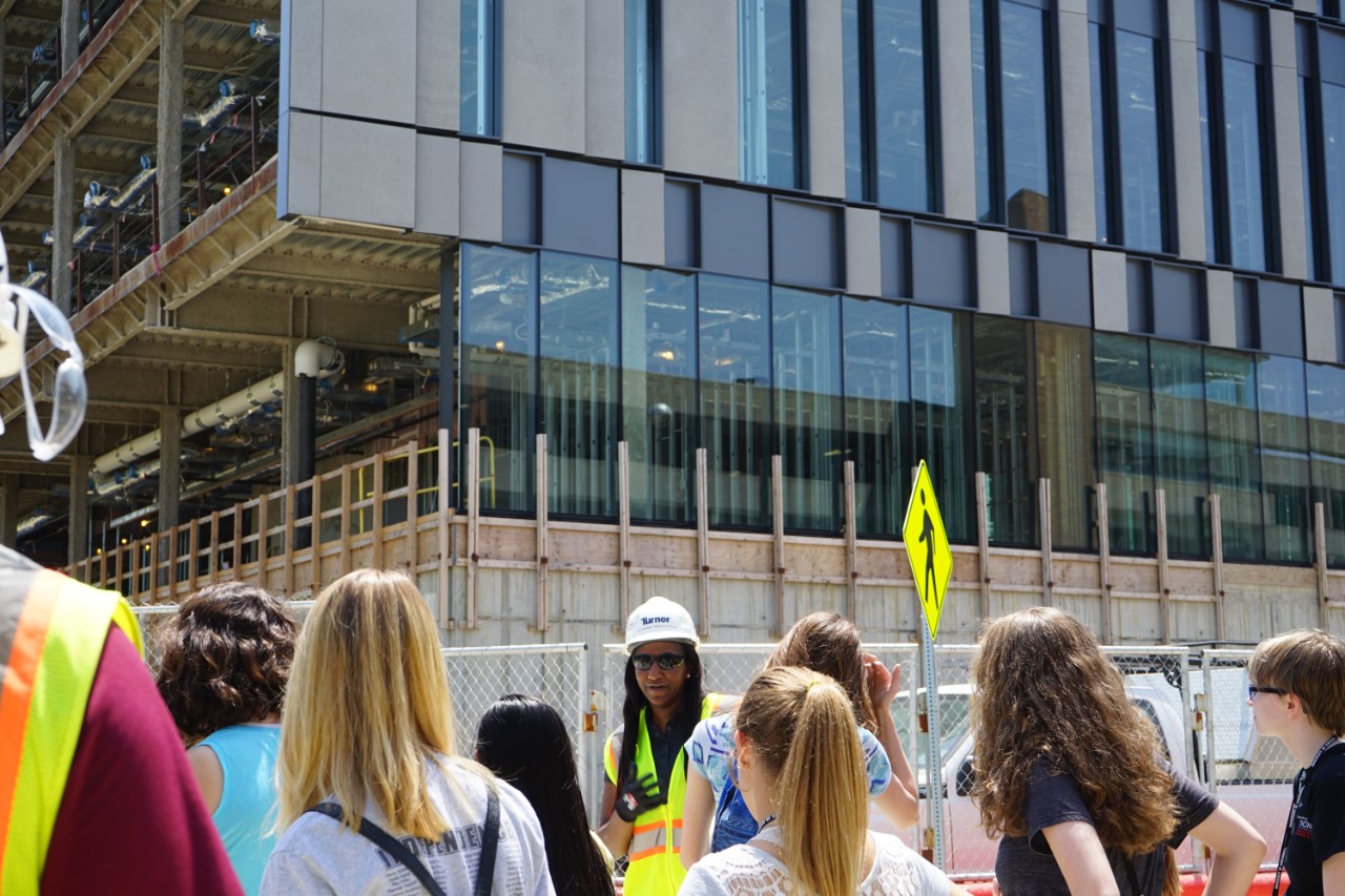 high school take tour of lindner college construction site
