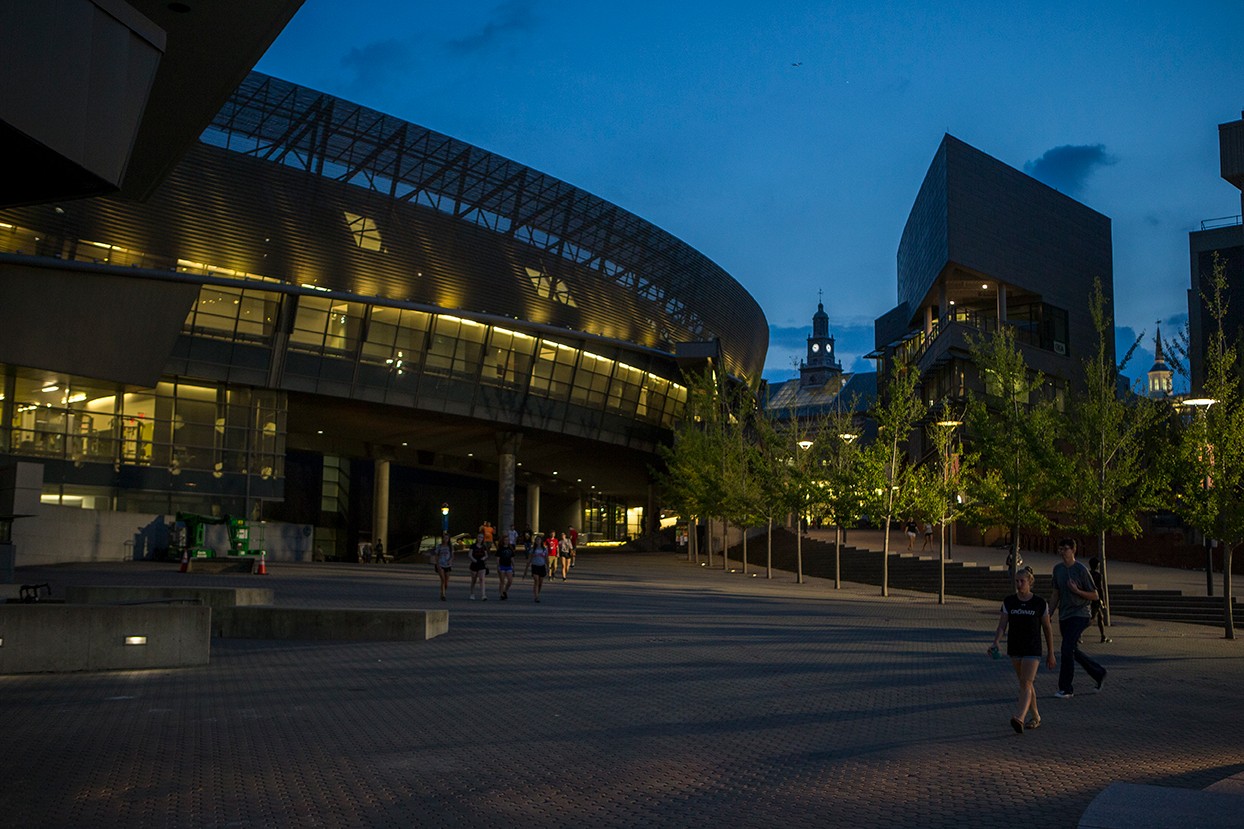 UC's Main Street at night.