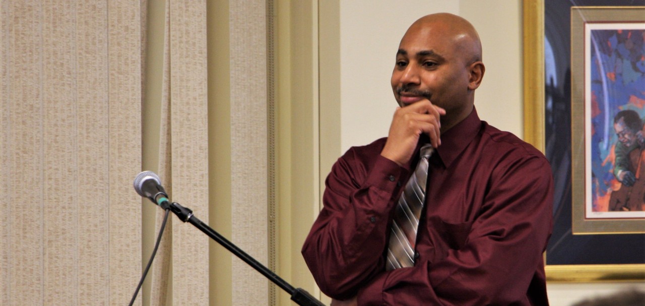Earl Wright II speaking at The Cincinnati Project's 2018 symposium 