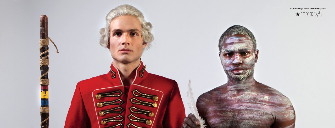 A marine lieutenant with an Aboriginal Austrailian tribesman.