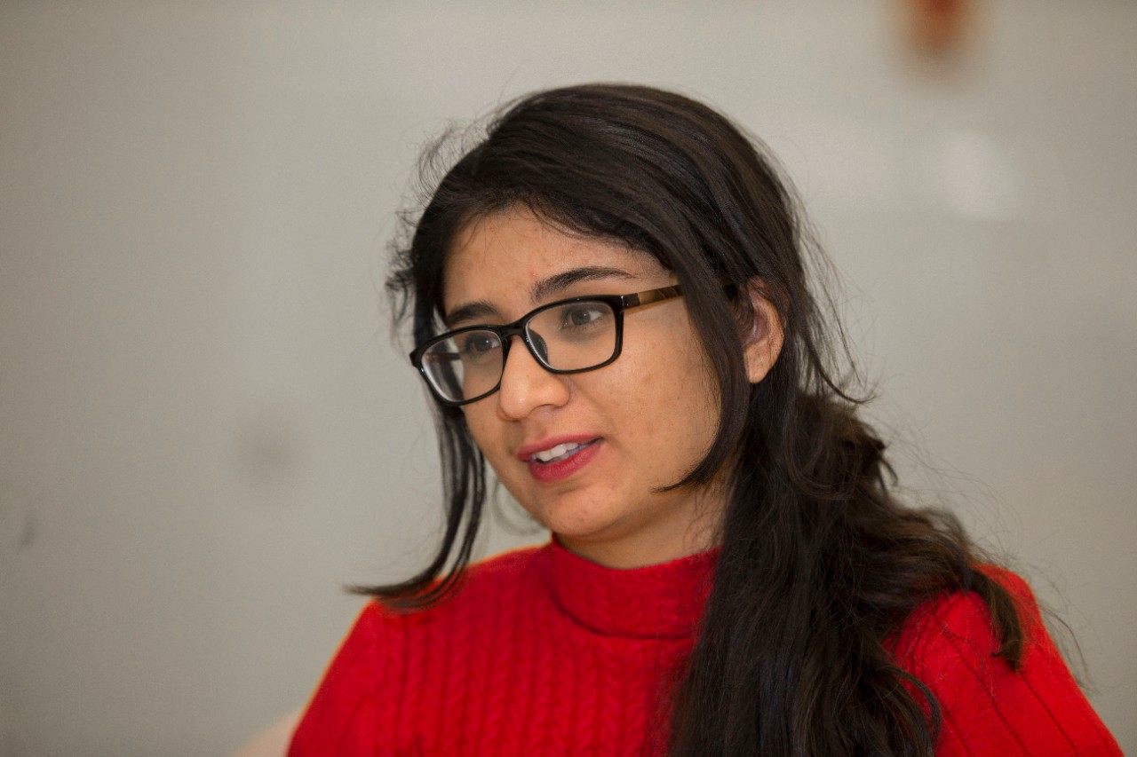 UC students Jacob Tracy, left and Asphota Wasti are master student of UC professor Patrick Ray shown here at ERC and in their office. UC/Joseph Fuqua II