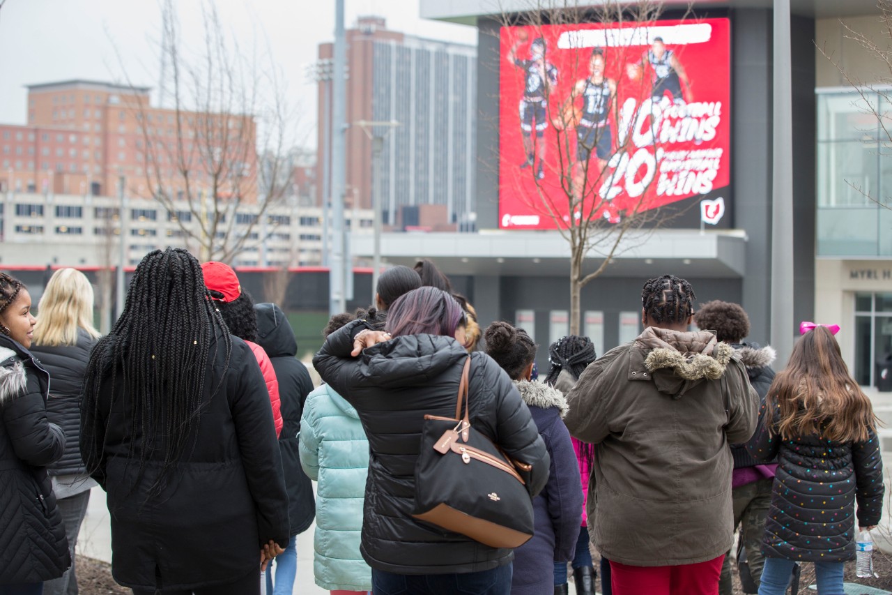 Girls with Pearls local CPS 4th-6th grade girls headed out on their tour of the University of Cincinnati campus. UC/Joseph Fuqua II
