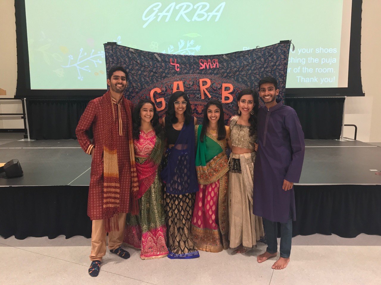 Rahul Sandella is shown with five other UC students at a Garba event.