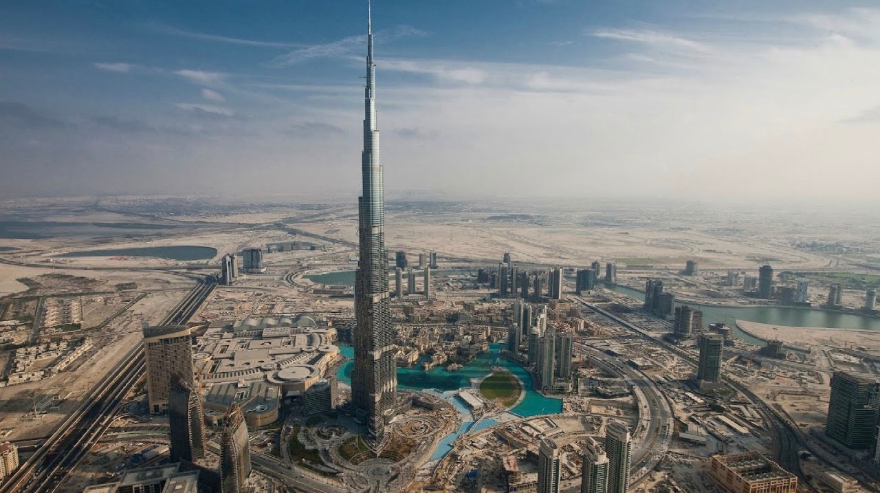 Aerial shot of Dubai