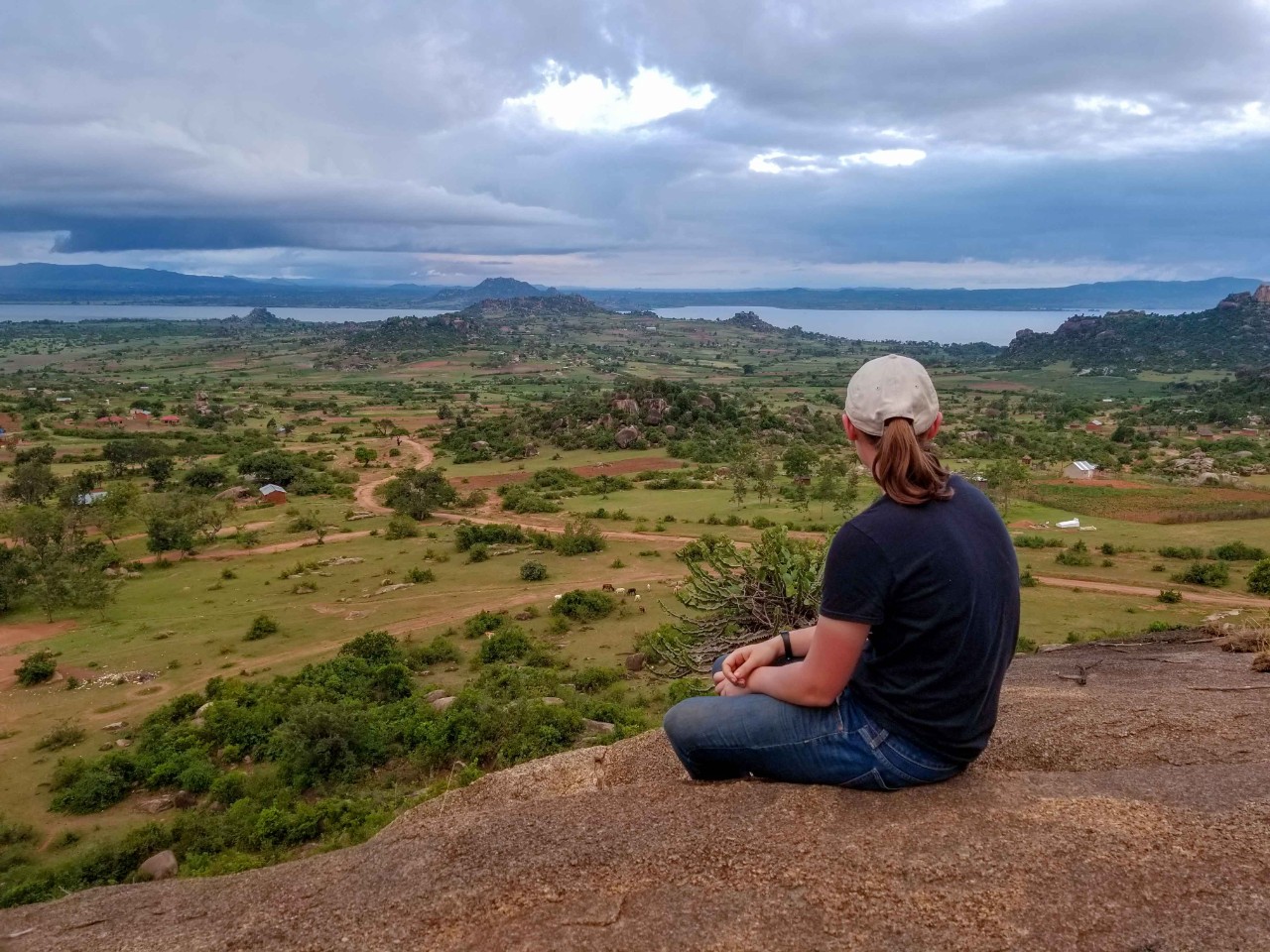 Piatt looking over valley in Africa