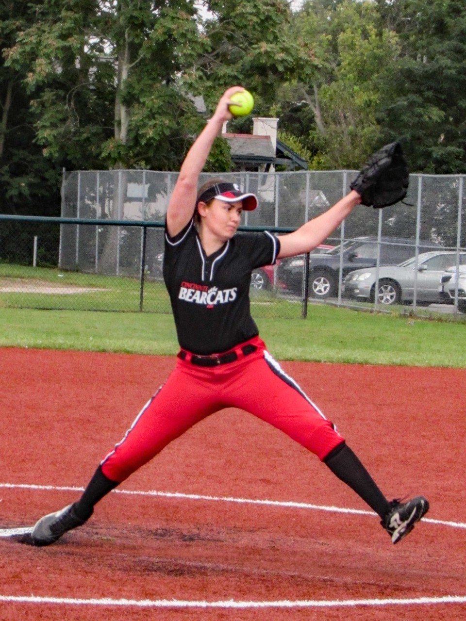 Piatt pitching a softball game