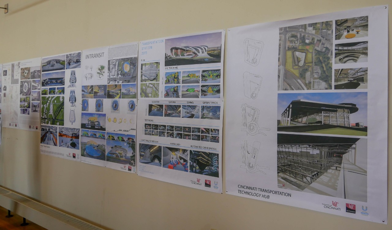 posters of transportation hub designs on wall