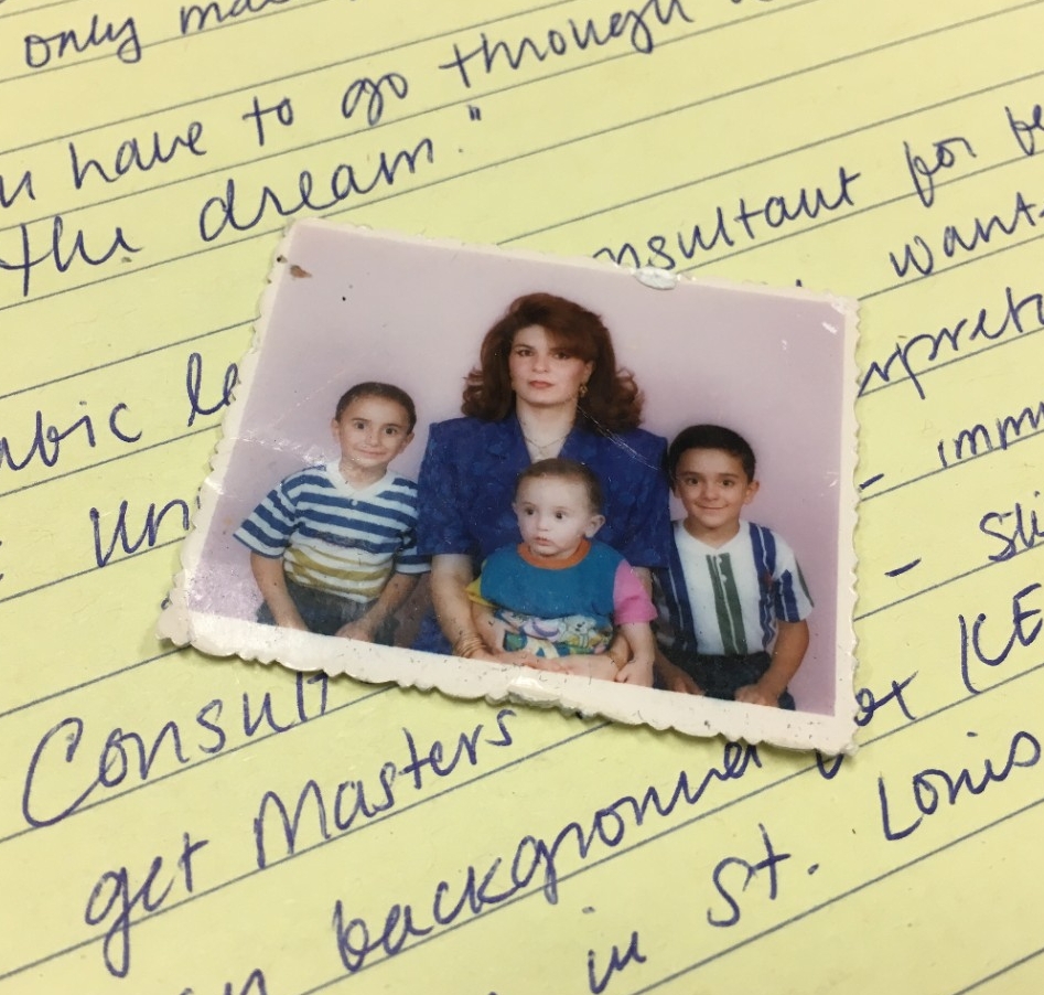 A family photo of Rash Aabdelwahed, his mother and two brothers.