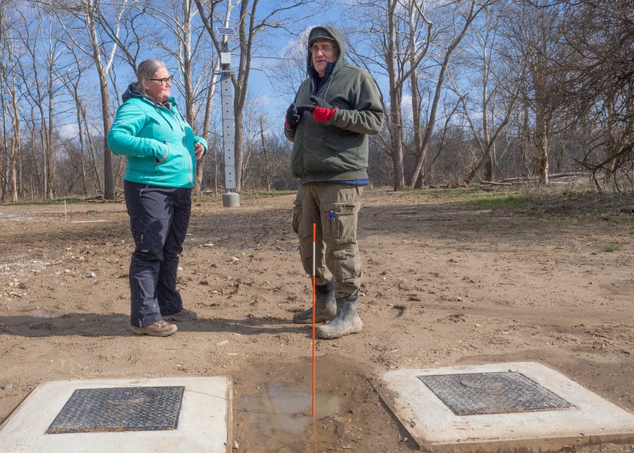 Geology Professor Emeritus David B. Nash and Associate Professor Amy Townsend-Small will be at the site of UC's new C.V. Theis Groundwater Observatory at Miami Whitewater State Forest