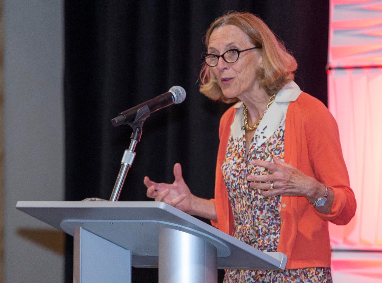 Provost Kristi A. Nelson, University of Cincinnati spoke during the Ohio Cyber Range and the Ohio Adjutant General's office symposium Kingsgate Marriott center. UC/Joseph Fuqua II