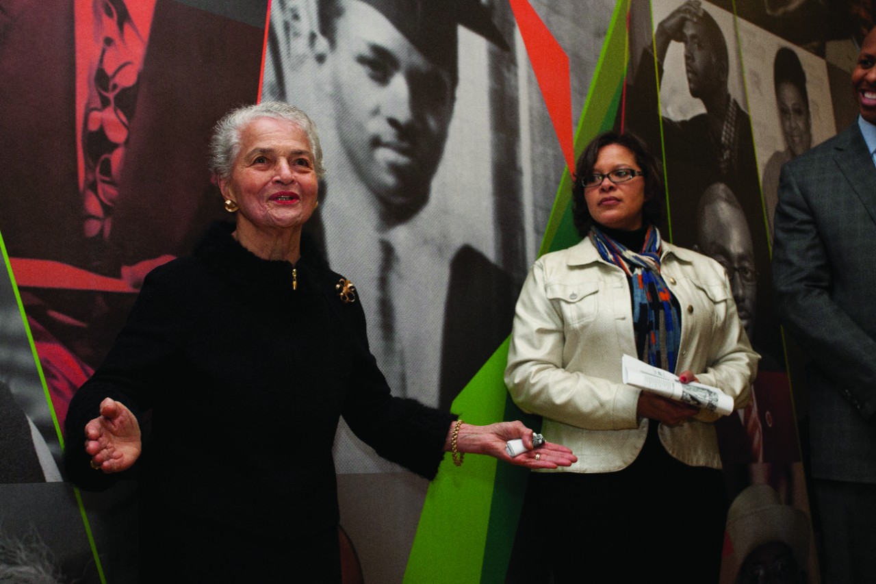 AACRC Grand Opening (Karamu) Marian Spencer speaks about the significance of the Wall.