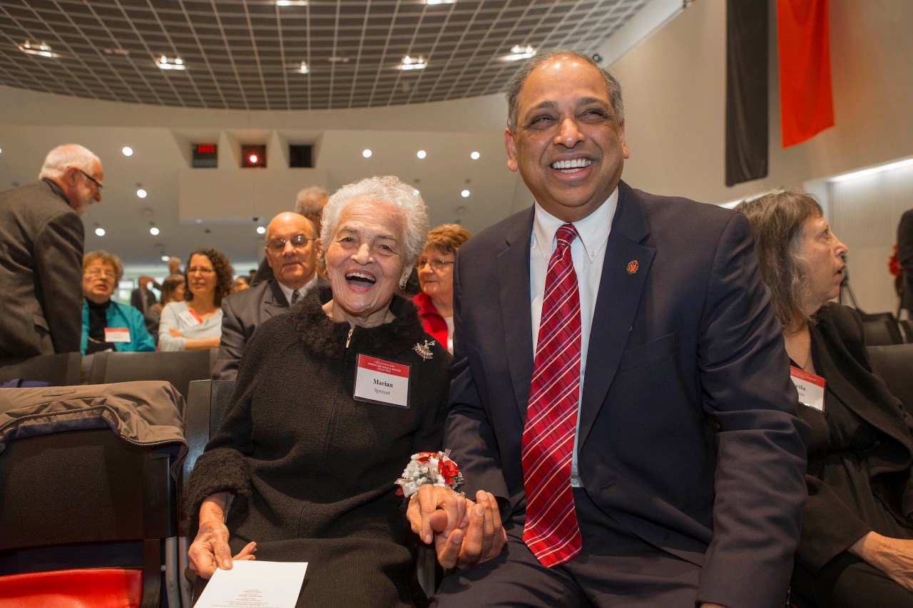 Marian Spencer with University of Cincinnati President Neville Pinto
